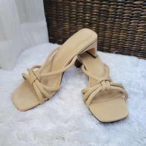Zara Square Tow Sandal Heels - Knot Detail - Size 36